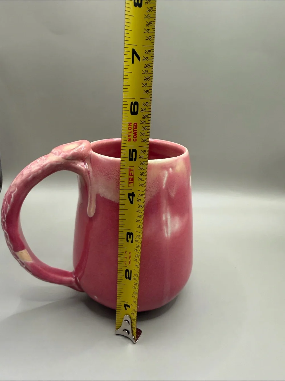 Pink Ceramic Coffee Mug with Glossy Drip Glaze - Unbranded